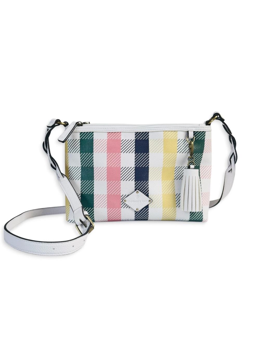 St. John's Bay Plaid Crossbody Bag with Tassel Colorful